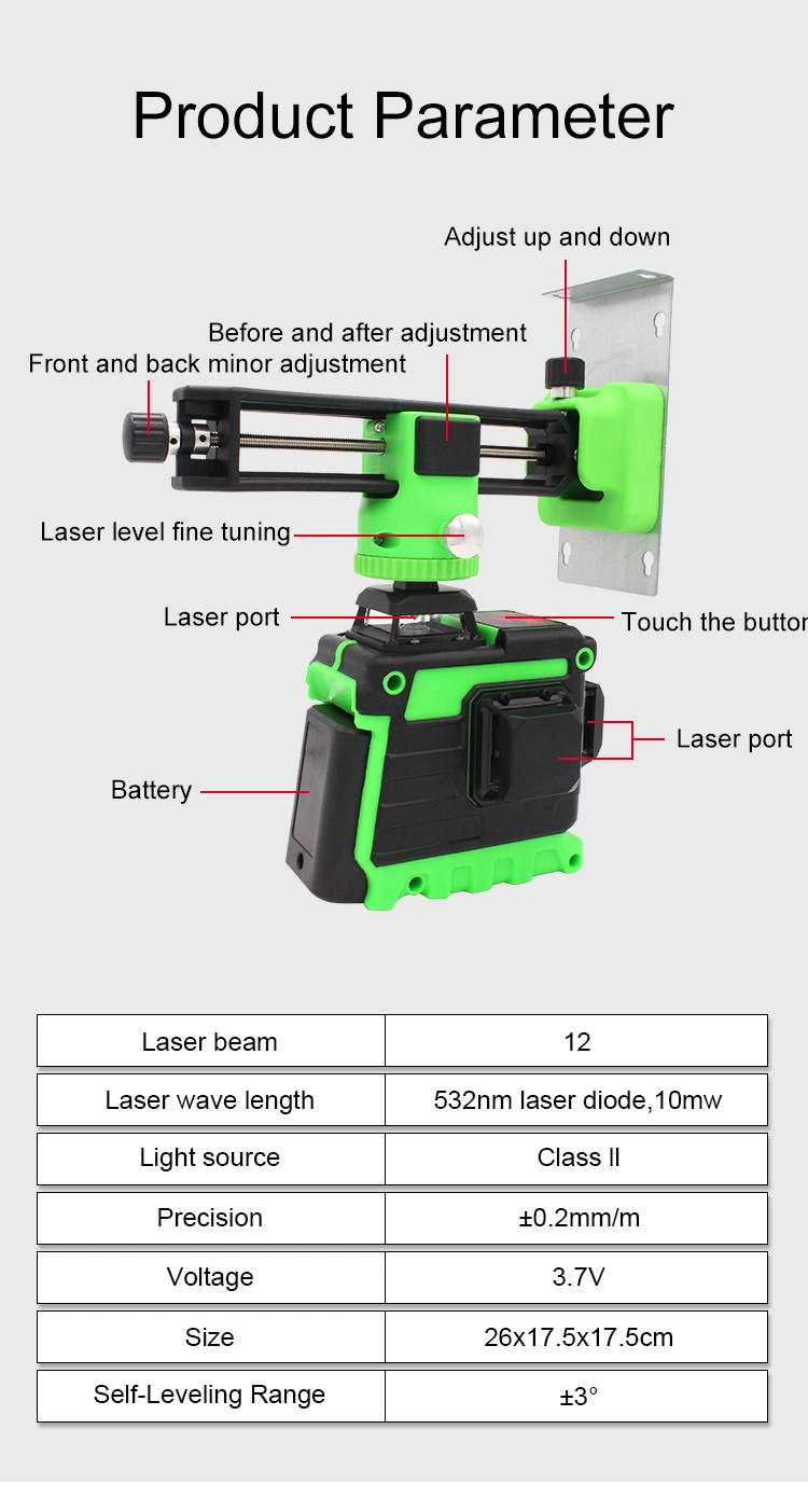 Mini Linelaserlevel Self-Leveling Level Laser 3D Green